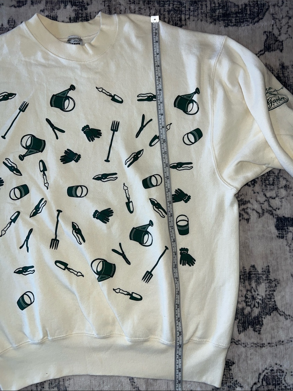 The Garden Place, vintage gardening tools graphic print sweatshirt - Picture 5 of 9